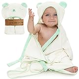 Ha&Da Hooded Bamboo Baby Bath Towel - Boys & Girls, Soft, Organic, Baby Shower Gift, Ties on Parent's Neck, Bonus eBook