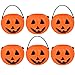 24 Halloween Mini Pumpkin Kettle Cups Trick Or Treats Plastic Buckets With Handles Goody Party Favors Supplies