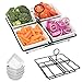 Condiment & Snack Serving Set: 4 White Stoneware Bowls with Metal Display Stand | Perfect for Appetizers, Nuts, and Candy