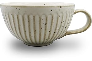 Bicrops Ceramic Retro Shaving Bowl, Wide Mouth, Large Capacity Shaving Mug, Easier To Lather (Off-white)