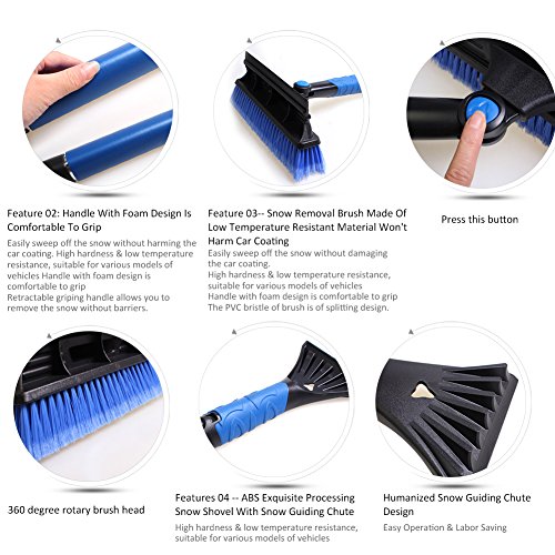 image for Molie Extendable Snowbrush Shovel Removal Brush, Multi-functional Snow