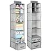 mDesign Fabric Hanging Organizer - Closet Rod Storage - 7 Shelves/3 Drawers for Baby Nursery Bedroom Organization - Hold Clothes, Linens, Toys, Accessories - Lido Collection - 2 Pack - Gray