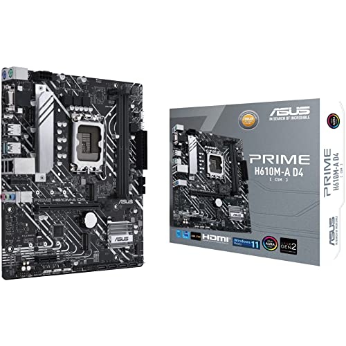 ASUS Prime H610M-A D4-CSM LGA 1700(Intel 12th Gen) Micro-ATX Commercial Motherboard (PCIe 4.0, DDR4, 2xM.2 Slots,1Gb LAN, Rear USB 3.2 Gen 2 Ports, DP