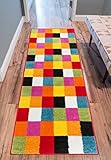 Well Woven Modern Rug Squares Multi Geometric Accent Area Rug 2'X7'3'' Runner Entry Way Bright Kids Room Kitchn Bedroom Carpet Bathroom Soft Durable Area Rug