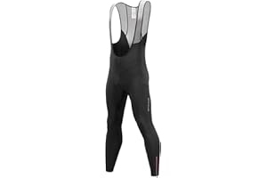 qualidyne Men's Thermal Cycling Bib Tights, 3D Padded, Fleece-Lined Winter Bike Leggings for Cold-Weather Riding