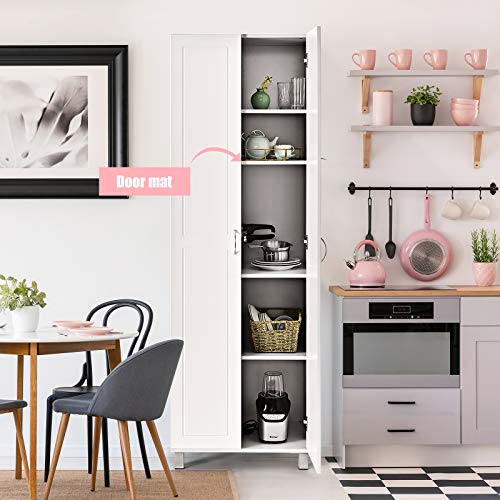 Giantex Kitchen Pantry 2 Door Cupboard with 5 Shelves, Storage