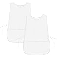 DALIX Cobbler Apron 2 Pockets Smock Regular 28.5" x 18.5" White (2 Pack)