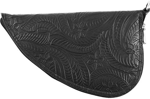 Black Solid Leather Pistol Rug Soft Hand Gun Case Storage Pouch Tooled Design