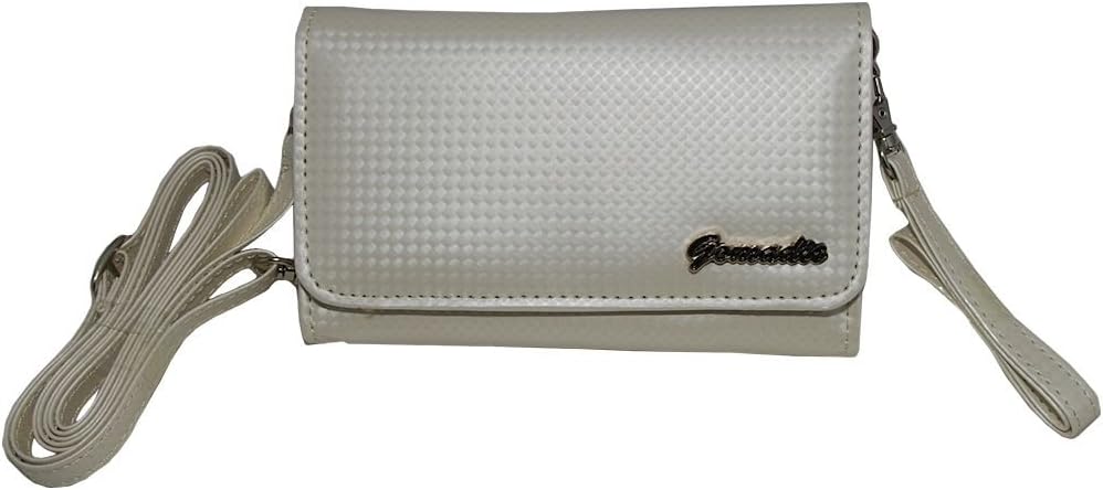 Women Designer White Stylish Handbag Carrying Case Purse Sized for ETEN Devices with Shoulder/Hand