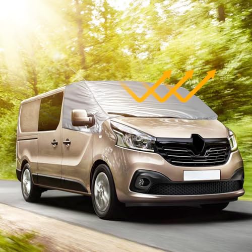 Opaltool Couverture de pare-brise avant pour Opel Vivaro, Trafic, Fiat Talento N-issan NV300 2014-2023, de luxe, argent, couverture thermique pliable