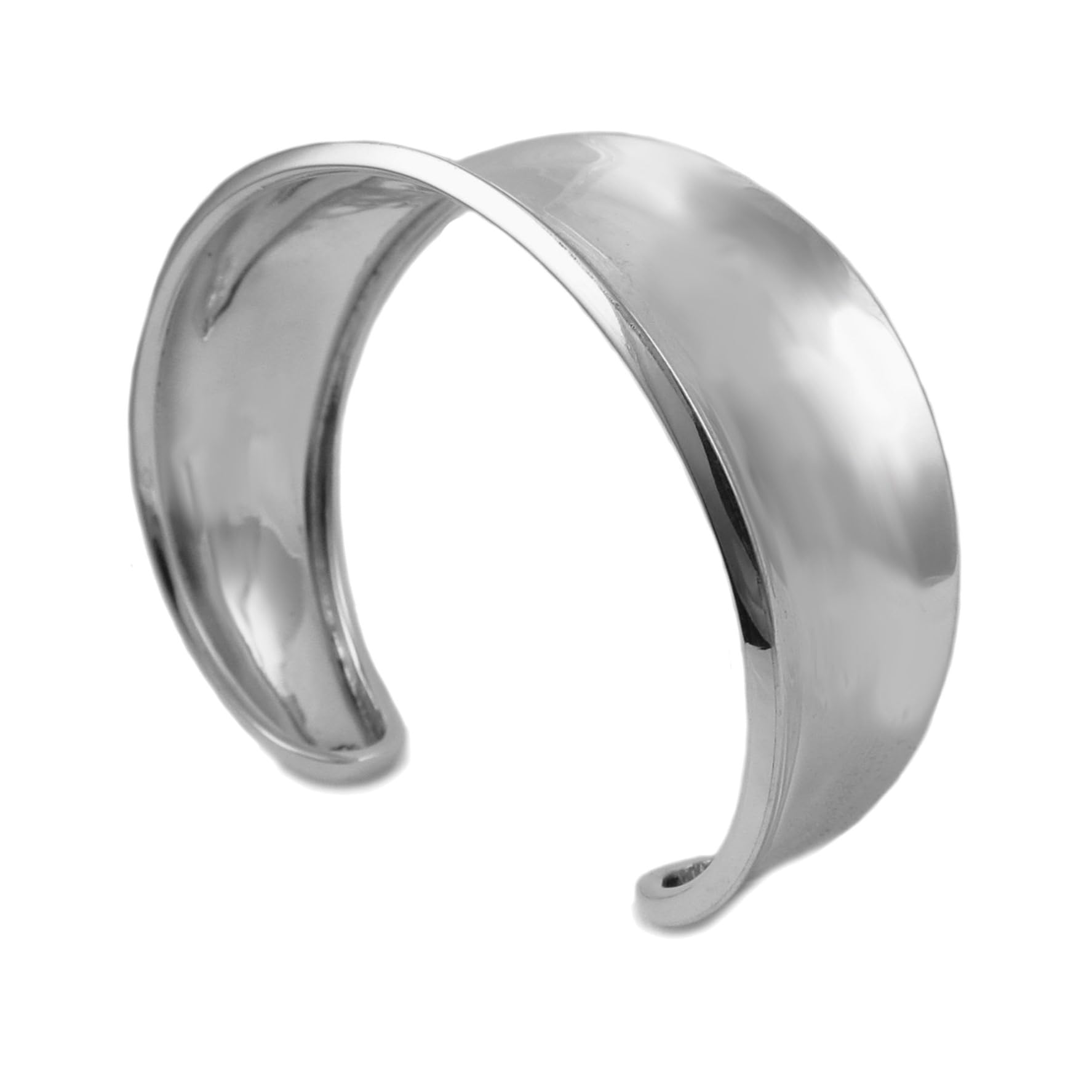 Wide 925 Sterling Silver Cuff Polished Curved Bracelet