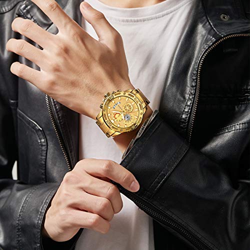 Men\'s Luxury Quartz Stainless Steel and Metal Mens Chronograph Wrist Watches for Men Waterproof Casual Wrist Watch with Date