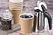 NYHI Pack of 100 8 oz Paper Cups with lids Coffee Cups Disposable BPA Free Insulated Ripple Kraft Paper Cups To go Cups for Hot or Cold Drinks Office Home Canteen Party Travel (Brown)