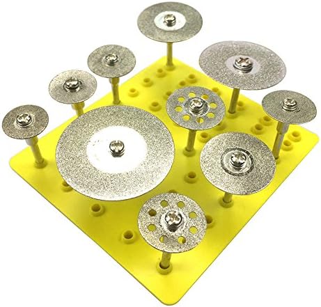 BFM 10pcs Diamond Saw Cut Off Discs Wheel Blades Set 1/8" Shank Power Rotary Tool for Dremel