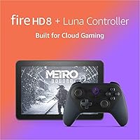 Fire HD 8 tablet Gaming Bundle including Fire HD 8 tablet (Black, 32 GB), Lockscreen Ad-Supported, 8” HD display, and Luna Controller