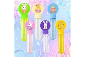 PEIKING 24Pcs Easter Day Bubble Wands, Easter Party Favors Bubbles Bulk for Kids, Happy Easter Bubble Blowing Toys for Kids Adults, Cute Egg Chick Rabbit Bubble Maker for Birthday Easter Party Indoor Outdoor