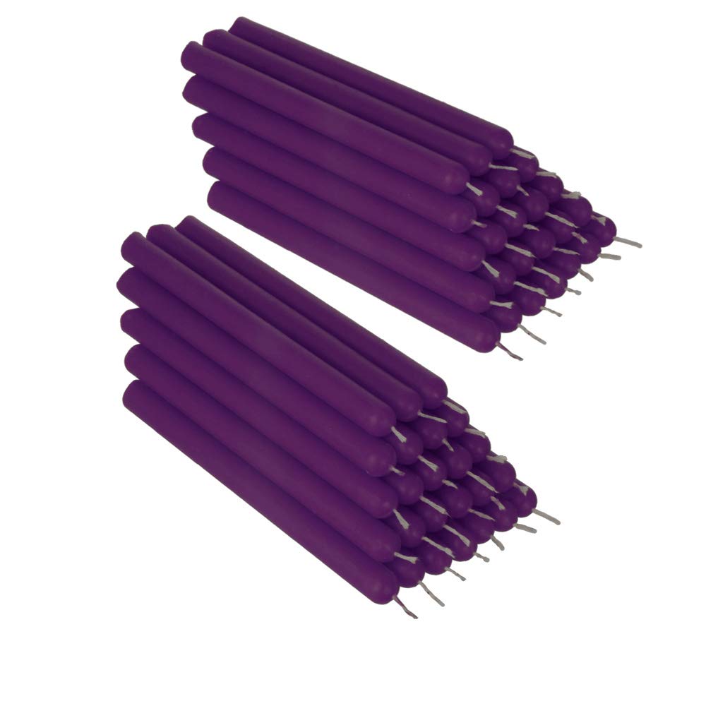 NKlaus 50x Purple Beeswax 12cm sootfree Table Candles Handmade Ritual Candle drip Candles 36335