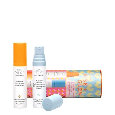 Drunk Elephant Rise + Glow Duo - Morning Skin Care Set. C-Firma Day Serum and B-Hydra Intensive Hydration Gel with Vitamin B5-8 Milliliters Each