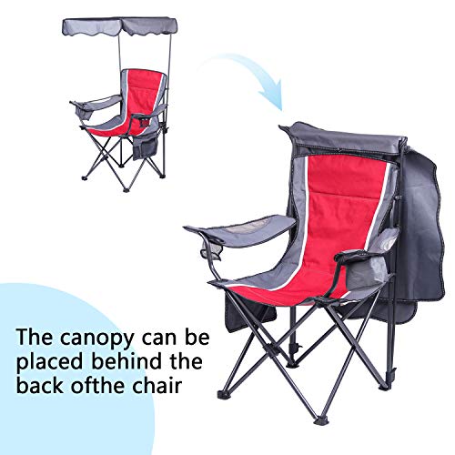 Camping Chairs with Shade Canopy Chair Folding Camping Recliner Support