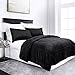 Sleep Restoration Micromink Goose Down Alternative Comforter Set - All Season Hotel Quality Luxury Hypoallergenic Comforter/Blanket with Shams - Full/Queen - Black
