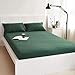 MisDress Jersey Knit Cotton Fitted Sheet Queen Size Dark Green Fitted Sheet Set 3 Pieces, 15