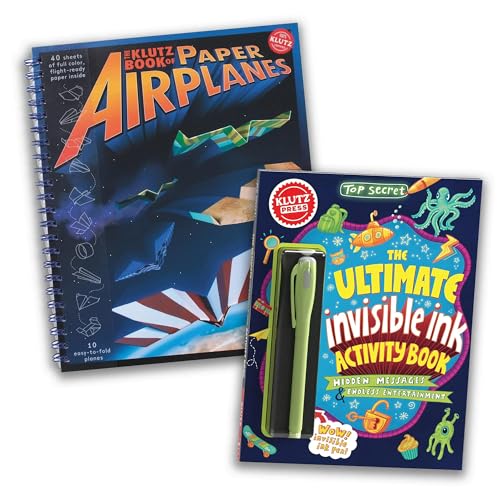 Klutz The Book of Paper Airplanes Bundled with Top Secret: The Ultimate Invisible Ink Activity Book Hardcover Activity Kits