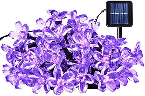 Ecandy Outdoor Solar String Lights 21ft 50 Led Blossom Flower Fairy Light for Garden Patio Wedding Party Bedroom Christmas Decoration,Purple