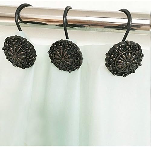 Ayygiftideas Set of 12 Classic Fashion Round Shape Shower Curtain Hooks