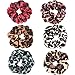 Ondder 6 Pack Women's Leopard Scrunchies Animal Print Chiffon Scrunchy Hair Bow Chiffon Ponytail Holder Elastic Bobbles Hair Ties Bands Scrunchie