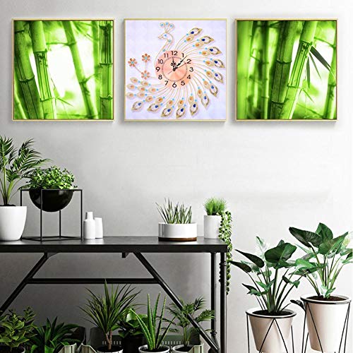 5D Diamond Painting Mosaic Making DIY Special Shaped Diamond Painting Embroidery Peacock Wall Clock Crafts - Thumbnail 2