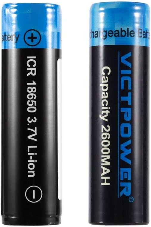 2PCS High Capacity 3.7V 18650 2600mah Rechargeable Lithium-ion Batteries for LED Flashlight Headlamps Search Lamp - Blue