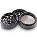 DCOU New Design Premium Aluminium Herb Tobacco Weed Grinder 2.2 Inches 4 Piece Metal Grinder with Pollen Catcher with Laser Flower Pattern Black