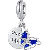 MiiFort Butterfly and Quote One of a Kind Double Dangle Charm Compatible with Pandora Charms Bracelets