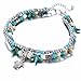 FineMe Starfish Turtle Anklets Multiple Layered Boho Gold Chain Anklet Heart Beach CZ Turquoise Stone Charm Anklet