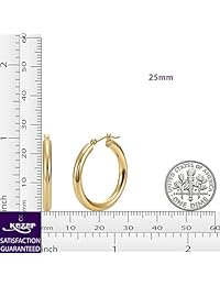 14K White or Yellow Gold 3mm Tube Hoop Earrings High Polish 20mm - 40mm Diameter