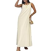 Women's Spaghetti Strap Maxi Dress Sleeveless Flowy Boho Beach Vacation Casual Long Dresses with Pockets