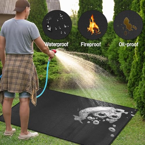70 x 48 in Grill Mats for Outdoor Grill Compatible with Blackstone 28in & 36in Griddle, Fireproof Griddle Mats for Grilling to Protect the Deck, Griddle Accessories Compatible with Blackstone - 0.6mm