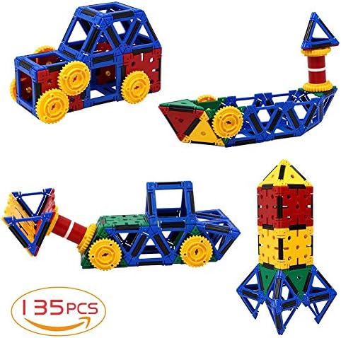 Building Blocks for Boys Girls Non Magnetic Interlocking Blocks Educational Building Block Vehicles Toys Ages 5 and up 135 Pieces
