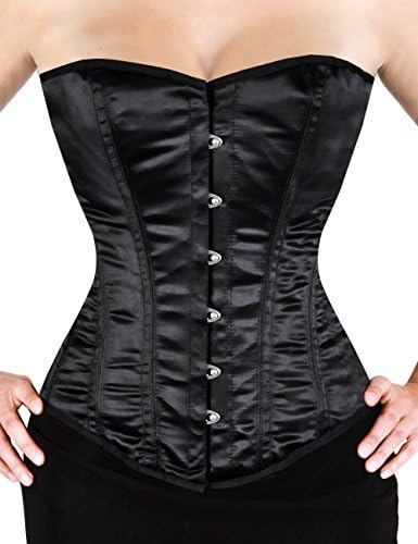 AB Corsetry USA Fully Boned Black Satin Overbust Corset 28 "
