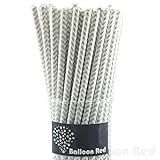 Biodegradable Paper Drinking Straws (Premium Quality), Pack of 50, Chervon - Silver