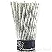 Biodegradable Paper Drinking Straws (Premium Quality), Pack of 50, Chervon - Silver