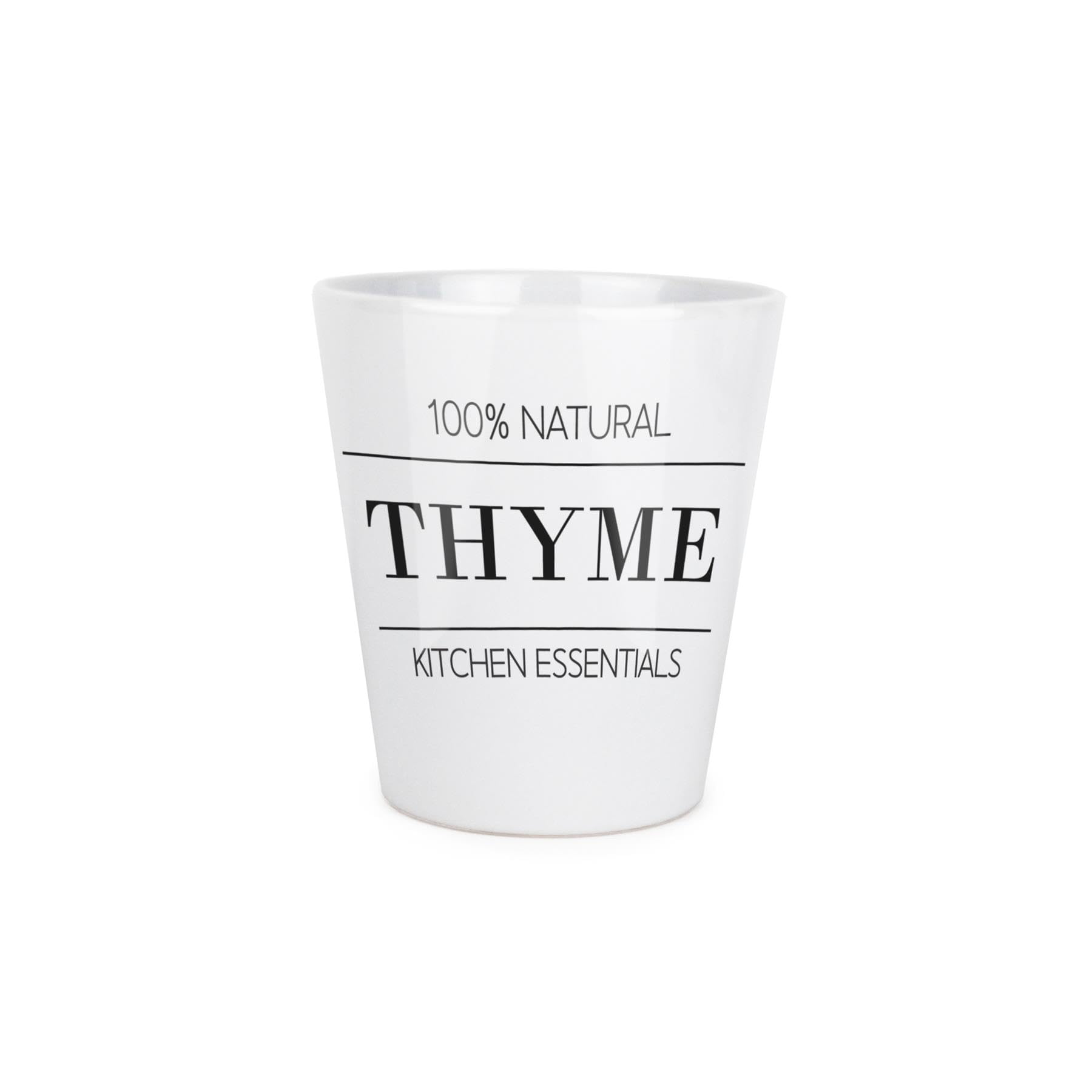 Purely Home Minimalist Thyme Plant Pot - Cooking Ingredients Small Ceramic Indoor Plant Pot with Drainage Hole - Homeware Gift 9cm Diameter Flower Pot