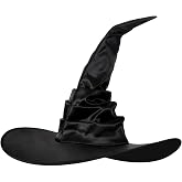 Leuceiy Halloween Witch Hat, Wizard Hats for Women Costume Accessory | Elegant black witch hat, durable with adjustable fit, versatile for Halloween cosplay.
