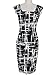 Faithtur Women's Printed Patterned Casual Slimming Fitted Stretch Bodycon Dress (Label XL) Black