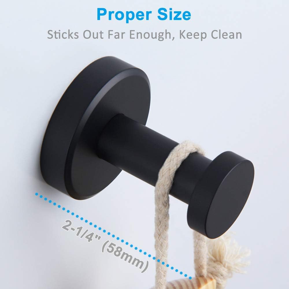 Matte Black Robe Towel Hook, APLusee Stainless Steel Modern Coat Hook, Utility Shower Towel Hanger for Bathroom Kitchen Home Storage: Home Improvement