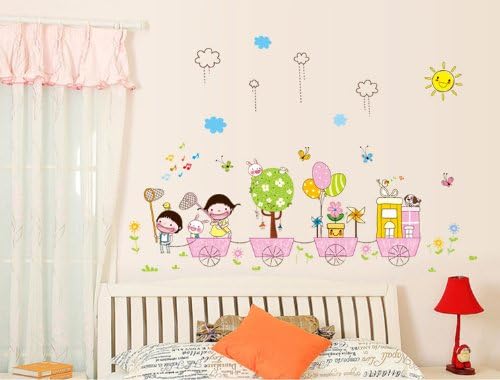 Prettywall Home Decor Vinyl Wall Sticker Happy trolly Kids Room Decal Art Mural Wallpaper