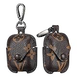 Gift-Hero Compatible with Airpods 1&2 Case,Luxury Classic Leather Shockproof Airpod Cover Designer Stylish Fashion Fun Cool Chic Keychain Design Skin Cases for Girls Man Woman Air pods(Brown Logo Bag)