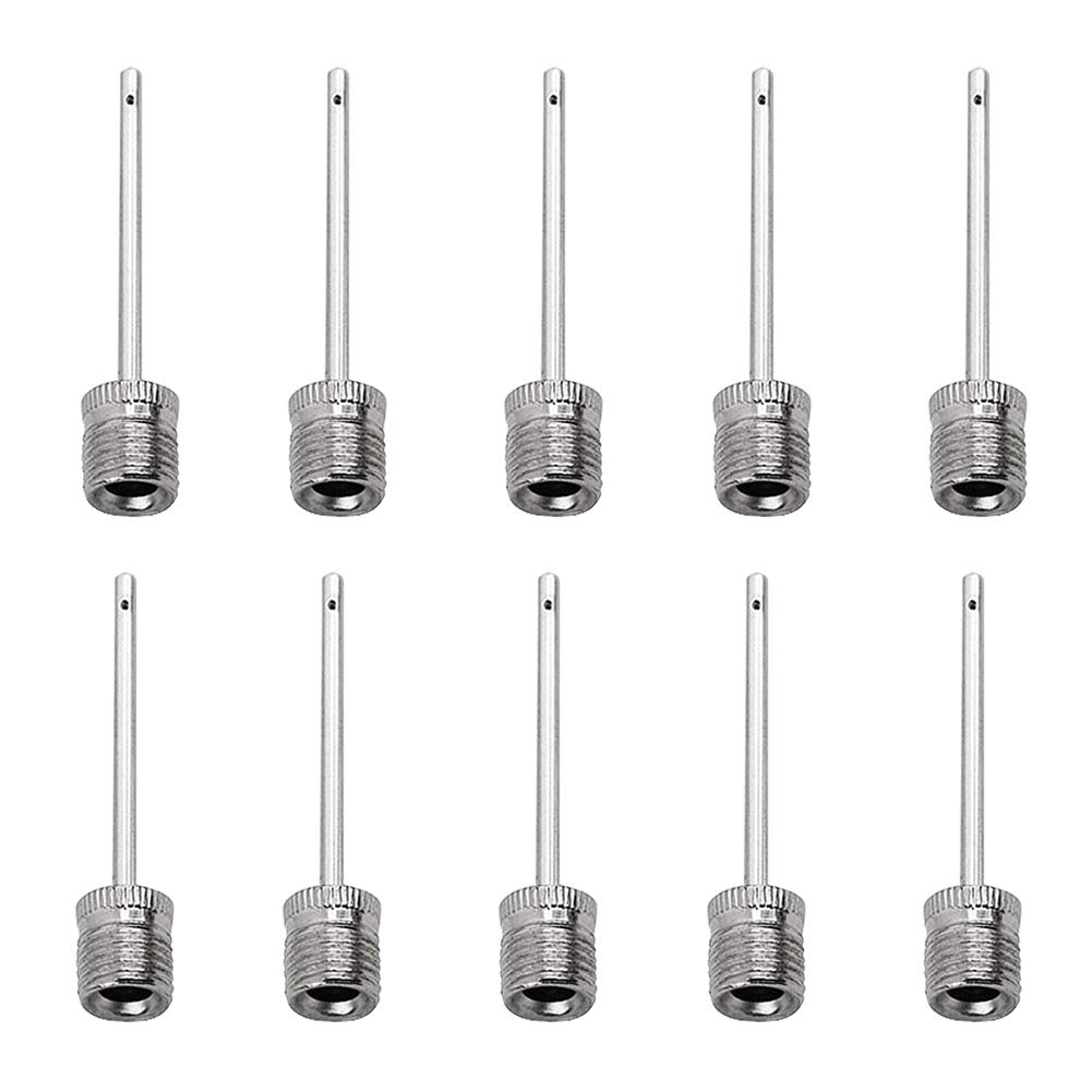 XCOZU Stainless Steel Ball Pump Needle Set - 10 Pack With Side Holes for Football and Various Sports Ball Inflation (Silver)