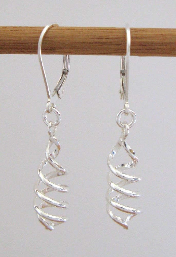 Sterling Silver Spiral Drop Earrings - 925 Lever-Backs