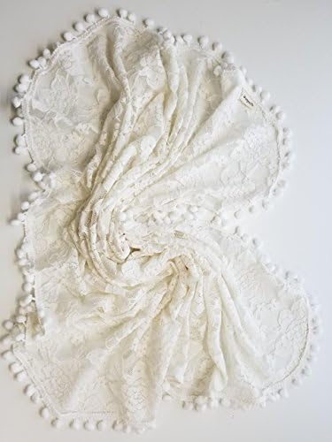 Lace Pompom Blanket Off white Knit